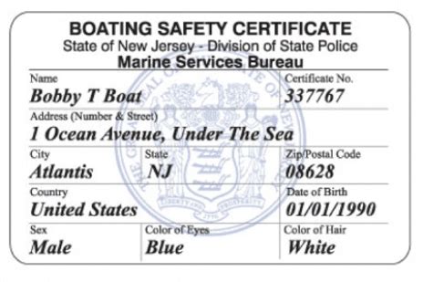 Recreational Boat Certificate .